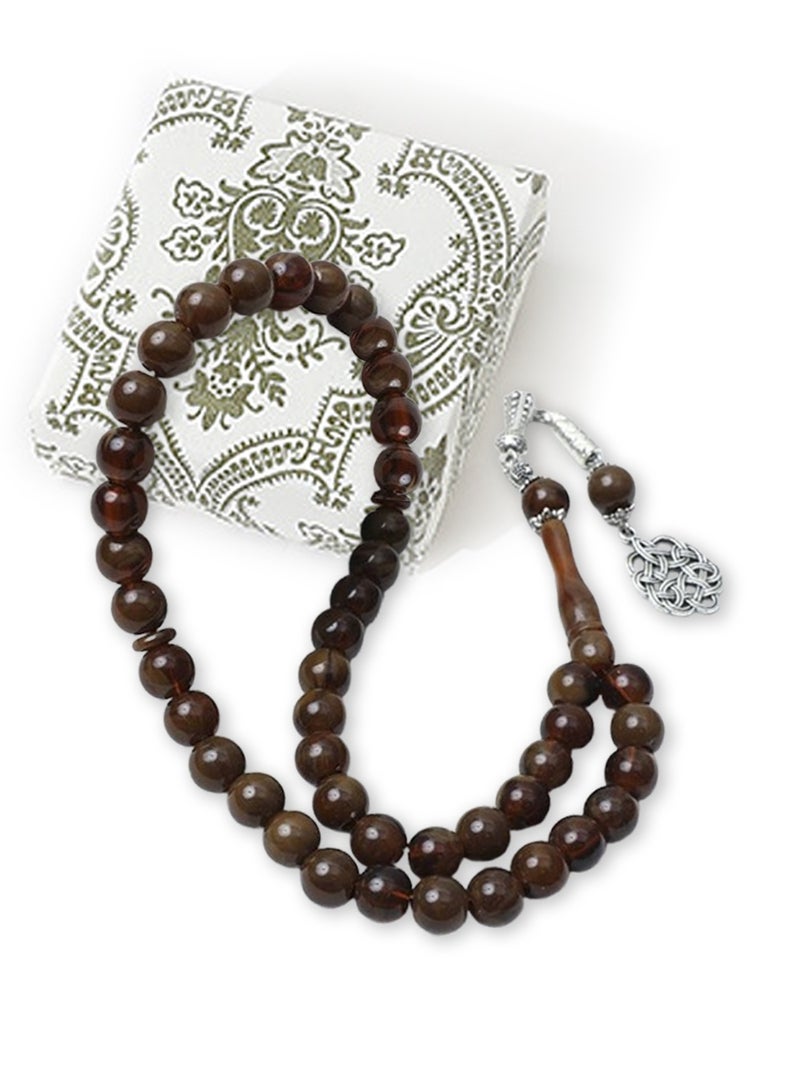 سبحة إسلامية من راتنج العنبر 45 حبة مقاس 10 مم، مسبحة تسبيح للمسلمين، سبحة أنيقة للرجال والنساء مناسبة للاستخدام اليومي والهدية - Image 1